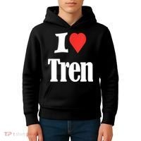 Funny Workout Quote, I Love Tren Design,Cool Bodybuilder Kids Hoodie thumb 4