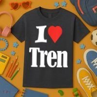 Funny Workout Quote, I Love Tren Design,Cool Bodybuilder Kids T-Shirt thumb 3