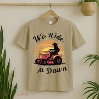 Funny We Ride At Dawn Lawn Mowers Vintage Lawn Mowing T-Shirt thumb 2