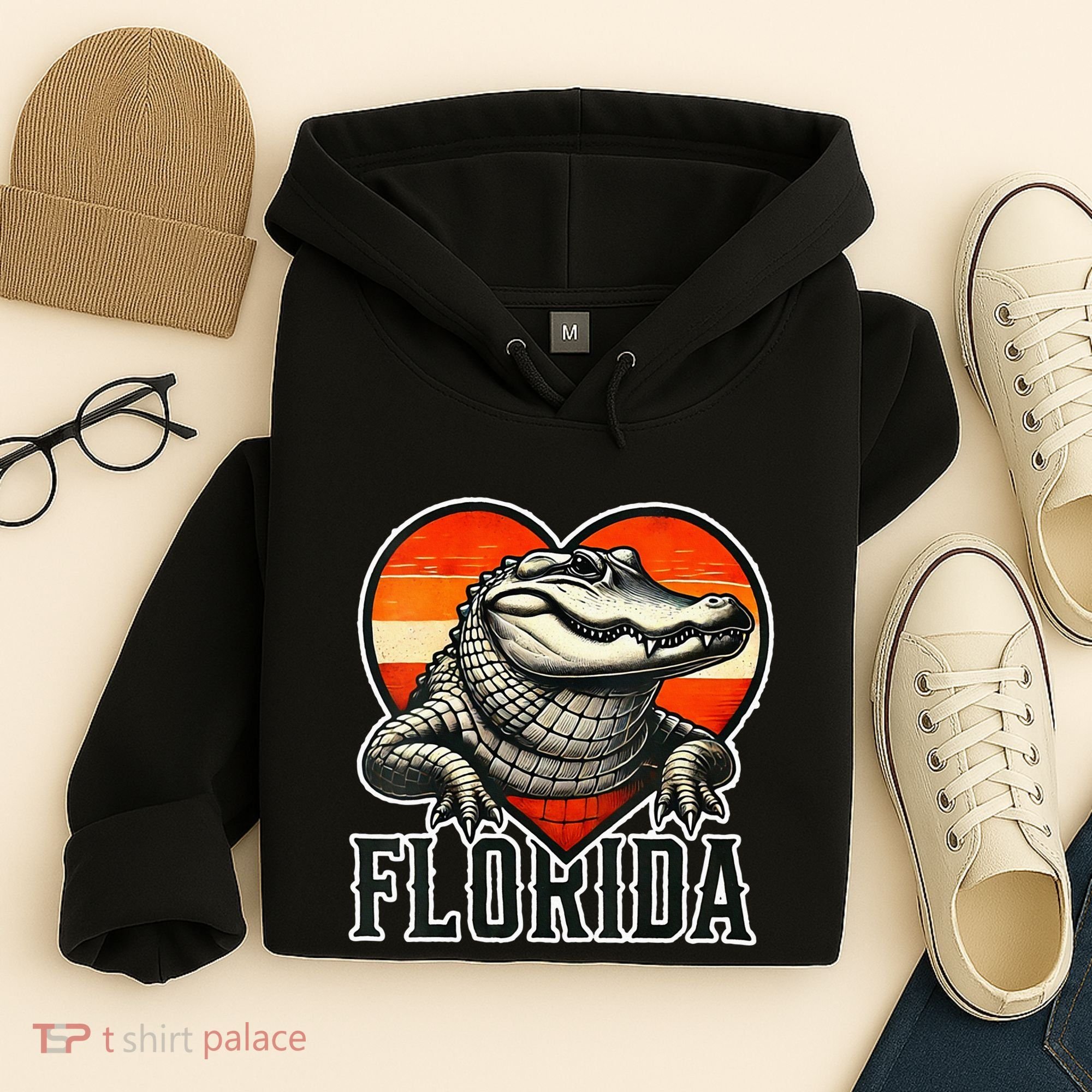 Florida Women Retro Florida Gator Heart Hoodie