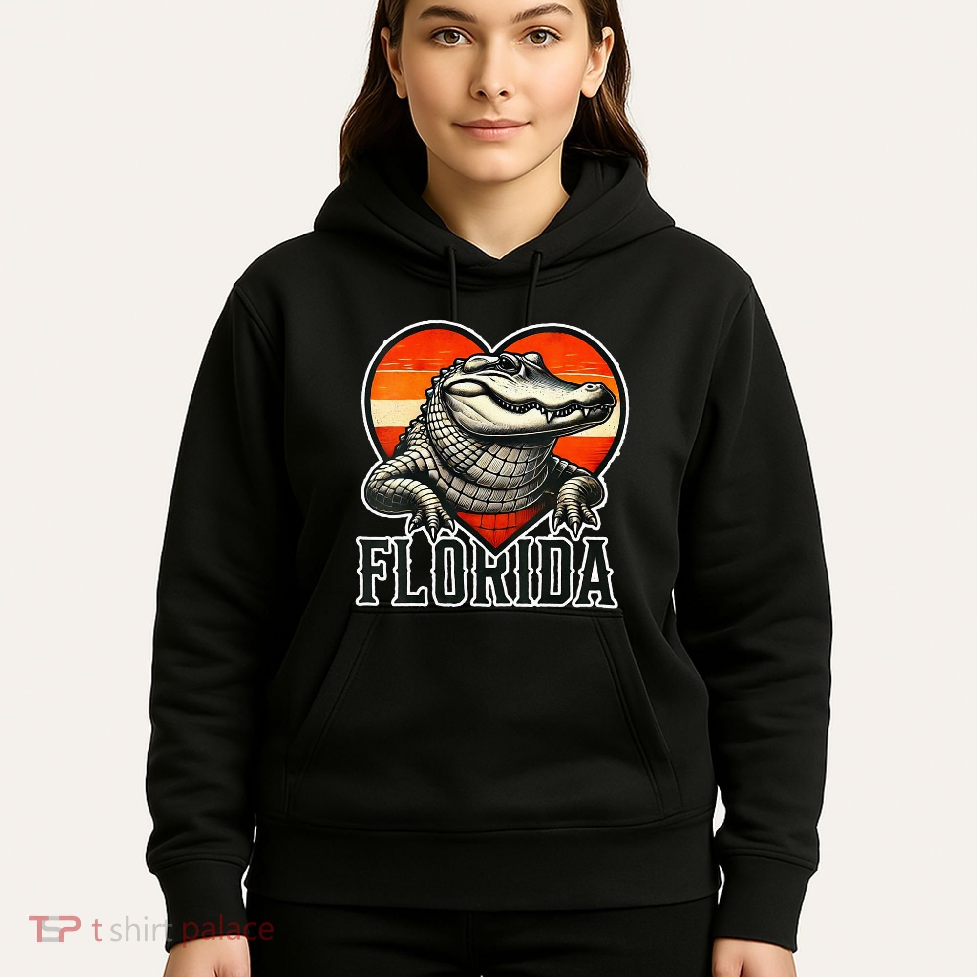 Florida Women Retro Florida Gator Heart Hoodie