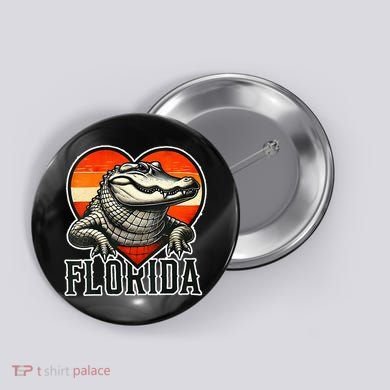 Florida Women Retro Florida Gator Heart Button