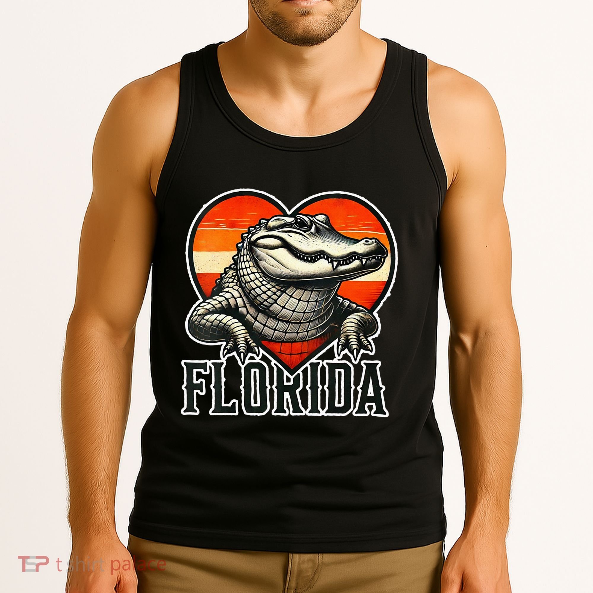 Florida Women Retro Florida Gator Heart Tank Top