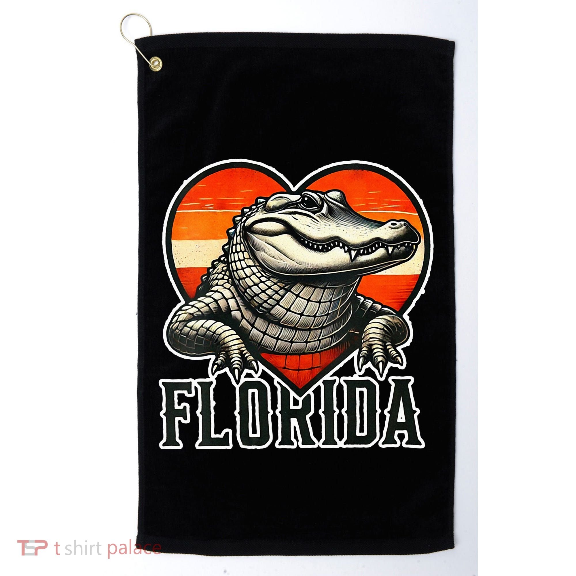 Florida Women Retro Florida Gator Heart Golf Towel