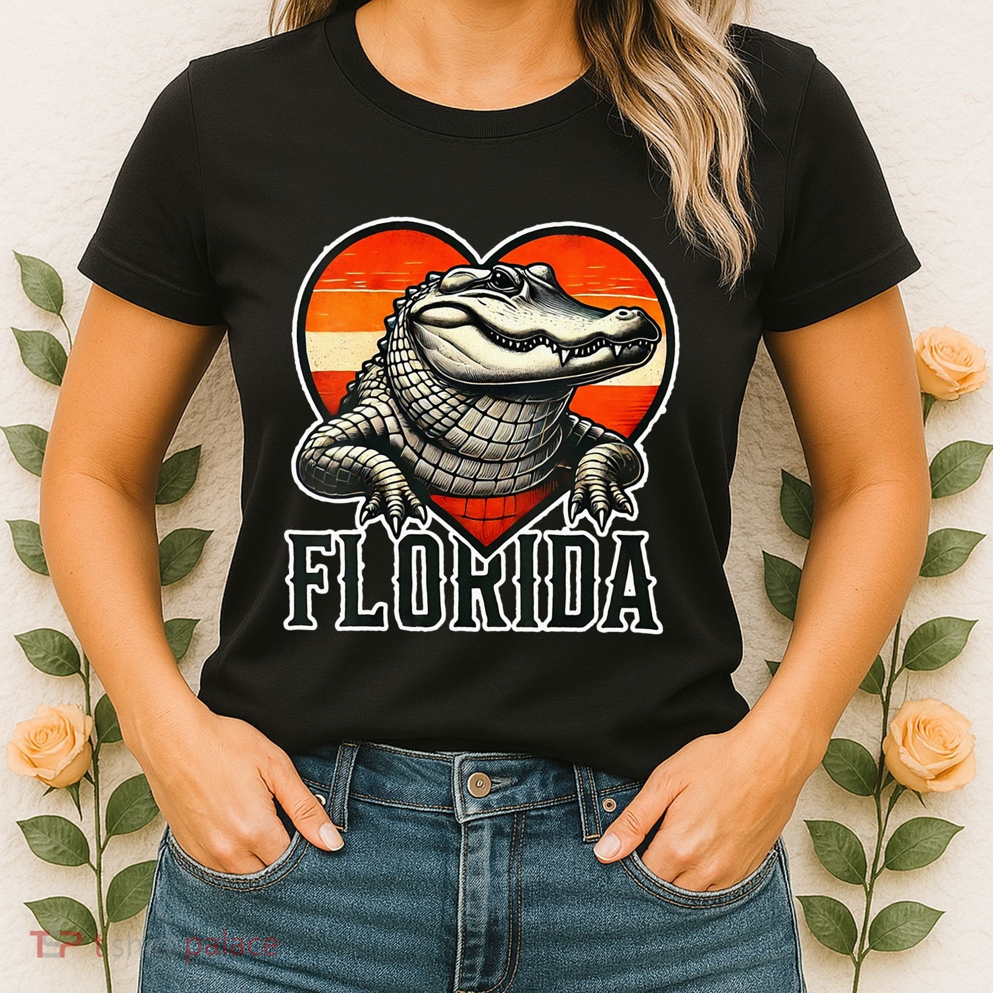 Florida Women Retro Florida Gator Heart Women's T-Shirt