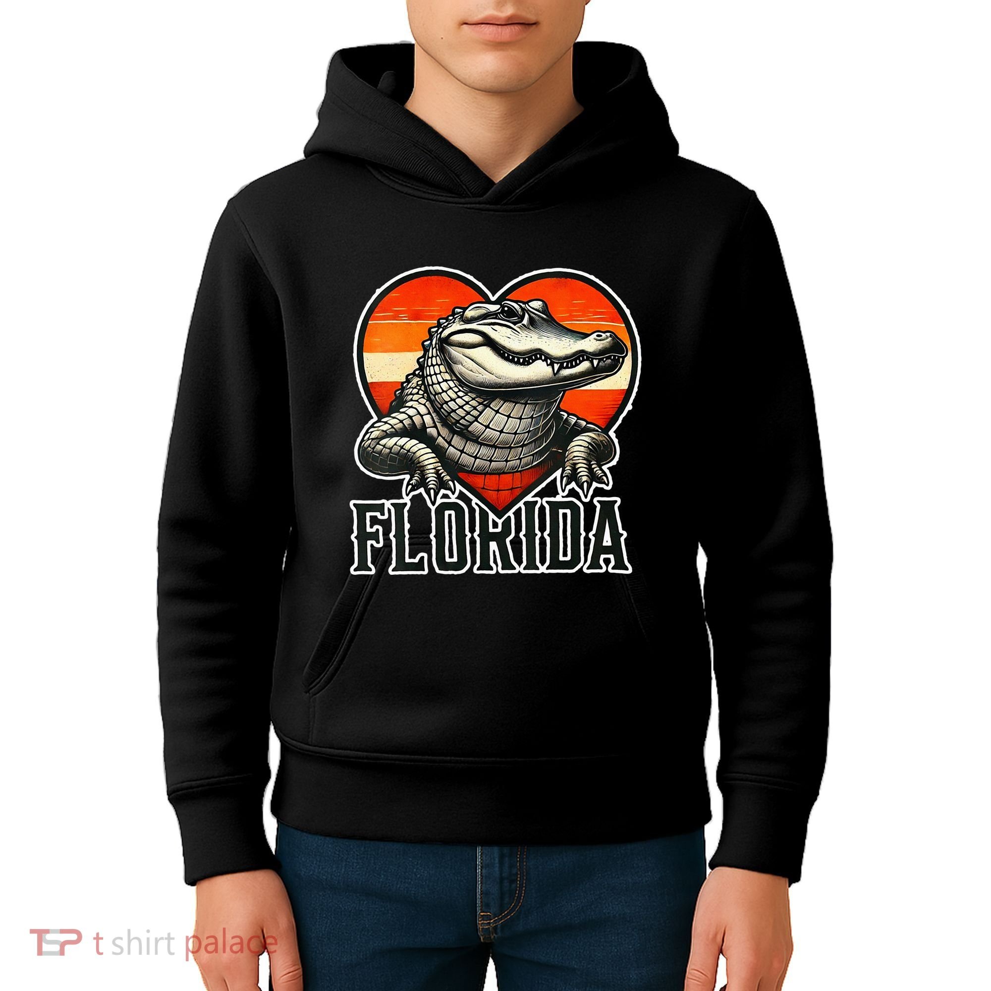 Florida Women Retro Florida Gator Heart Kids Hoodie
