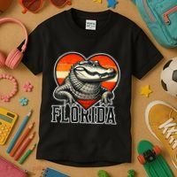 Florida Women Retro Florida Gator Heart Kids T-Shirt thumb 3