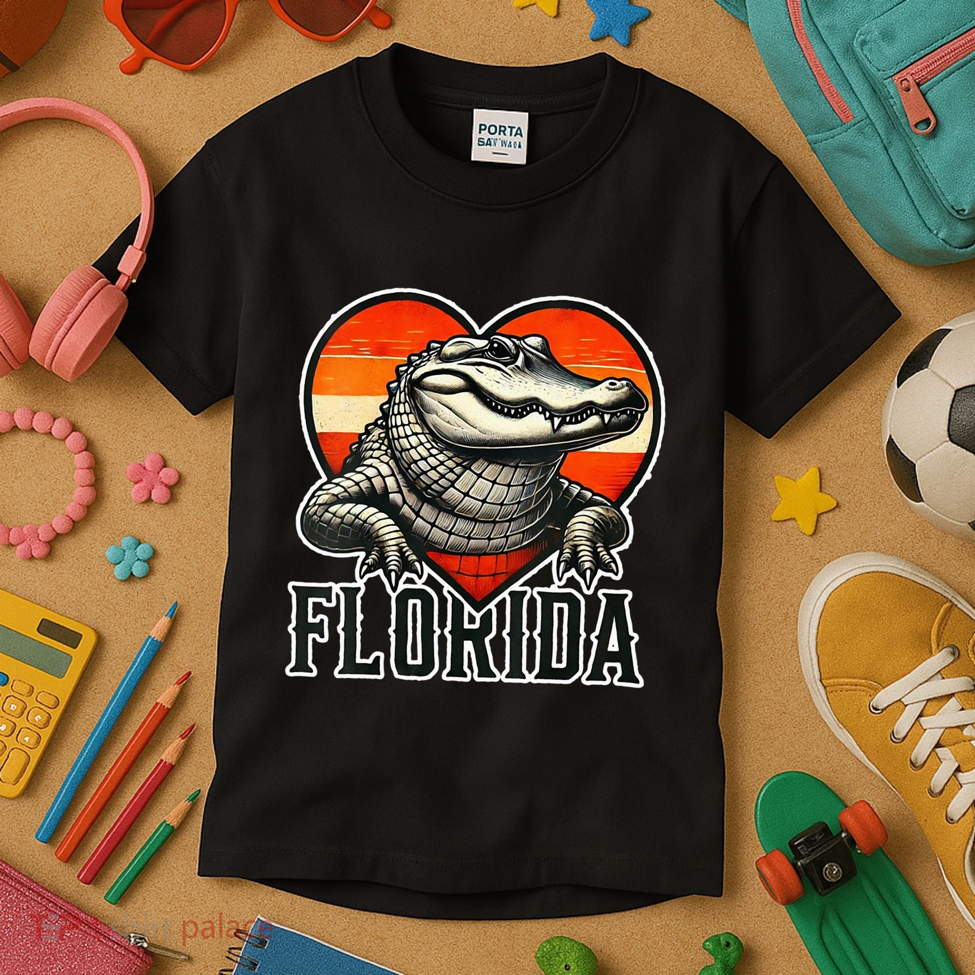 Florida Women Retro Florida Gator Heart Kids T-Shirt