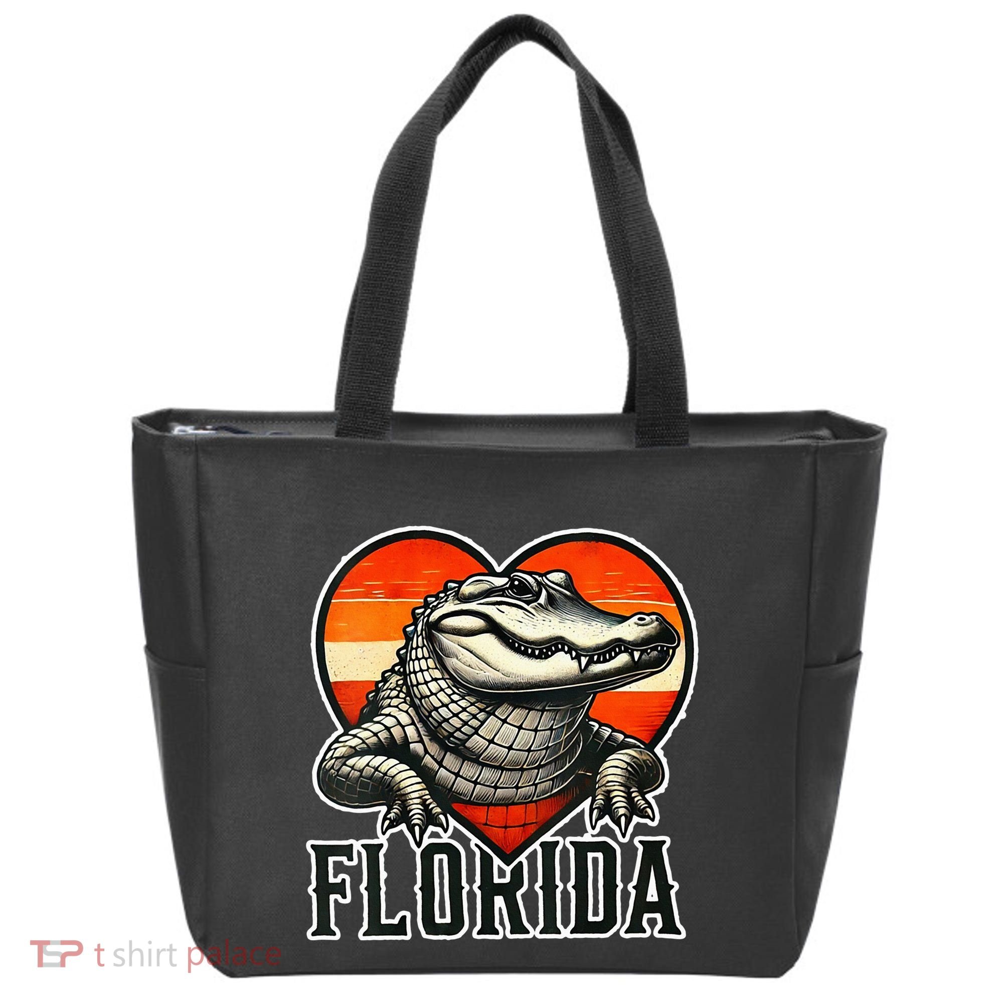 Florida Women Retro Florida Gator Heart Tote Bag