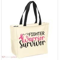Fighter Warrior Survivor Breast Cancer Tote Bag thumb 2