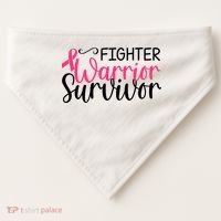 Fighter Warrior Survivor Breast Cancer USA-Made Doggie Bandana thumb 0