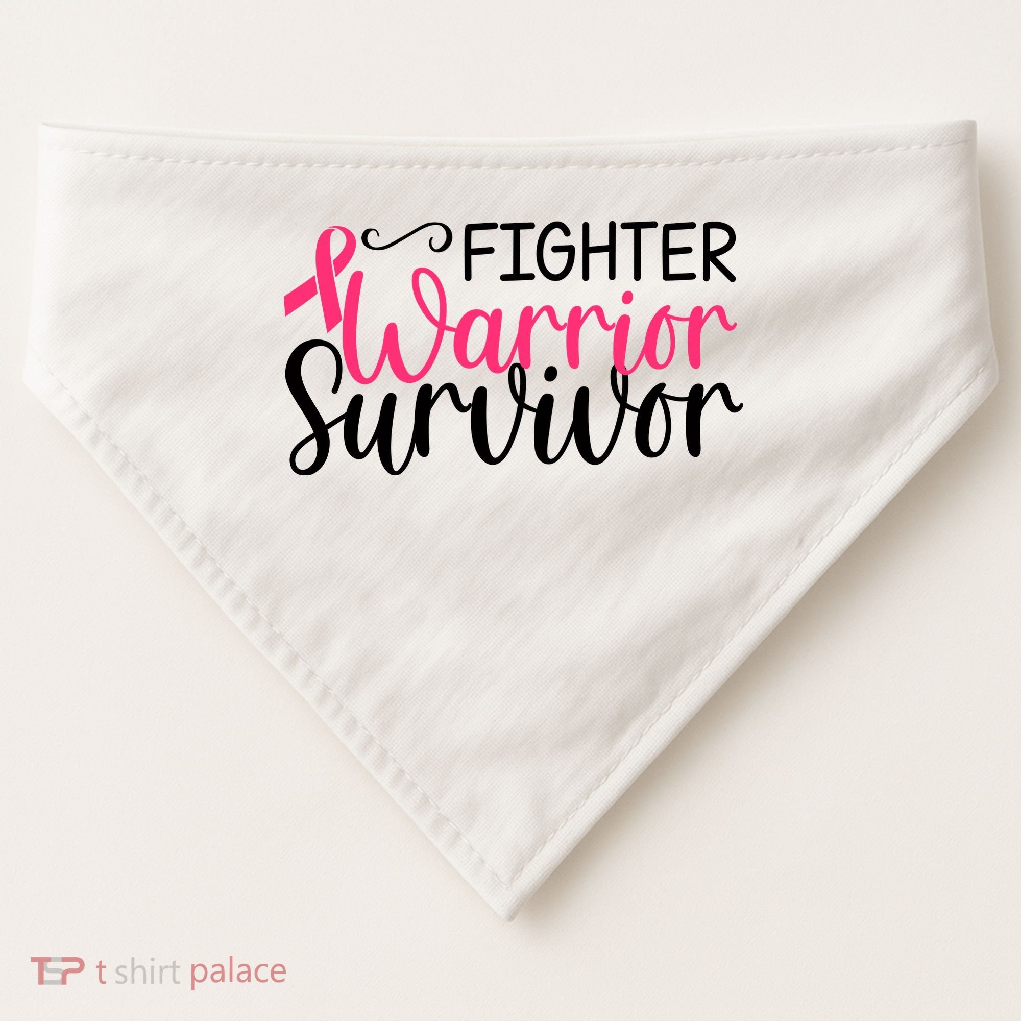 Fighter Warrior Survivor Breast Cancer USA-Made Doggie Bandana