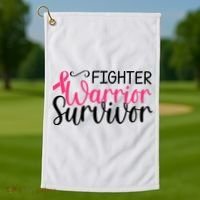 Fighter Warrior Survivor Breast Cancer Golf Towel thumb 1