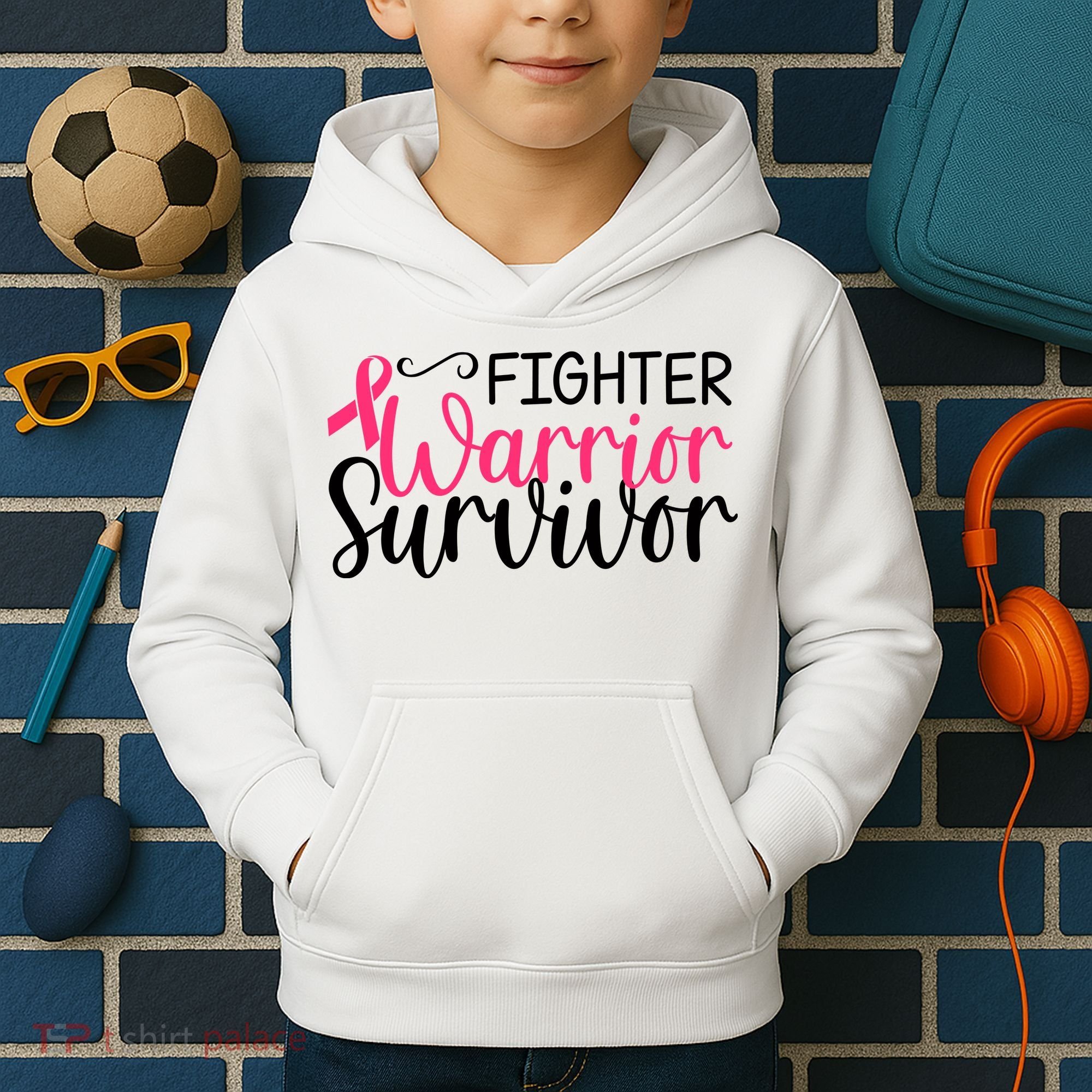 Fighter Warrior Survivor Breast Cancer Kids Hoodie
