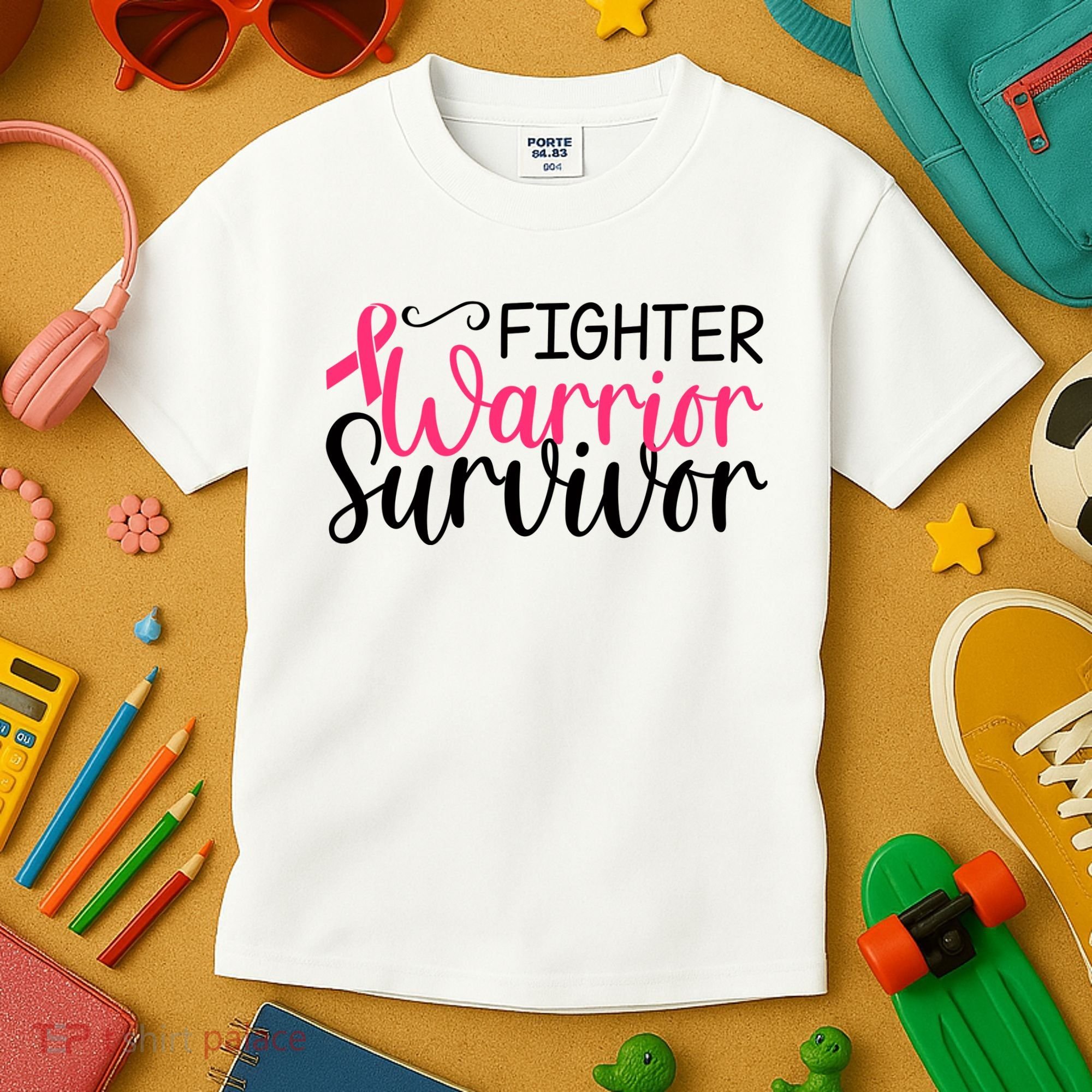 Fighter Warrior Survivor Breast Cancer Kids T-Shirt