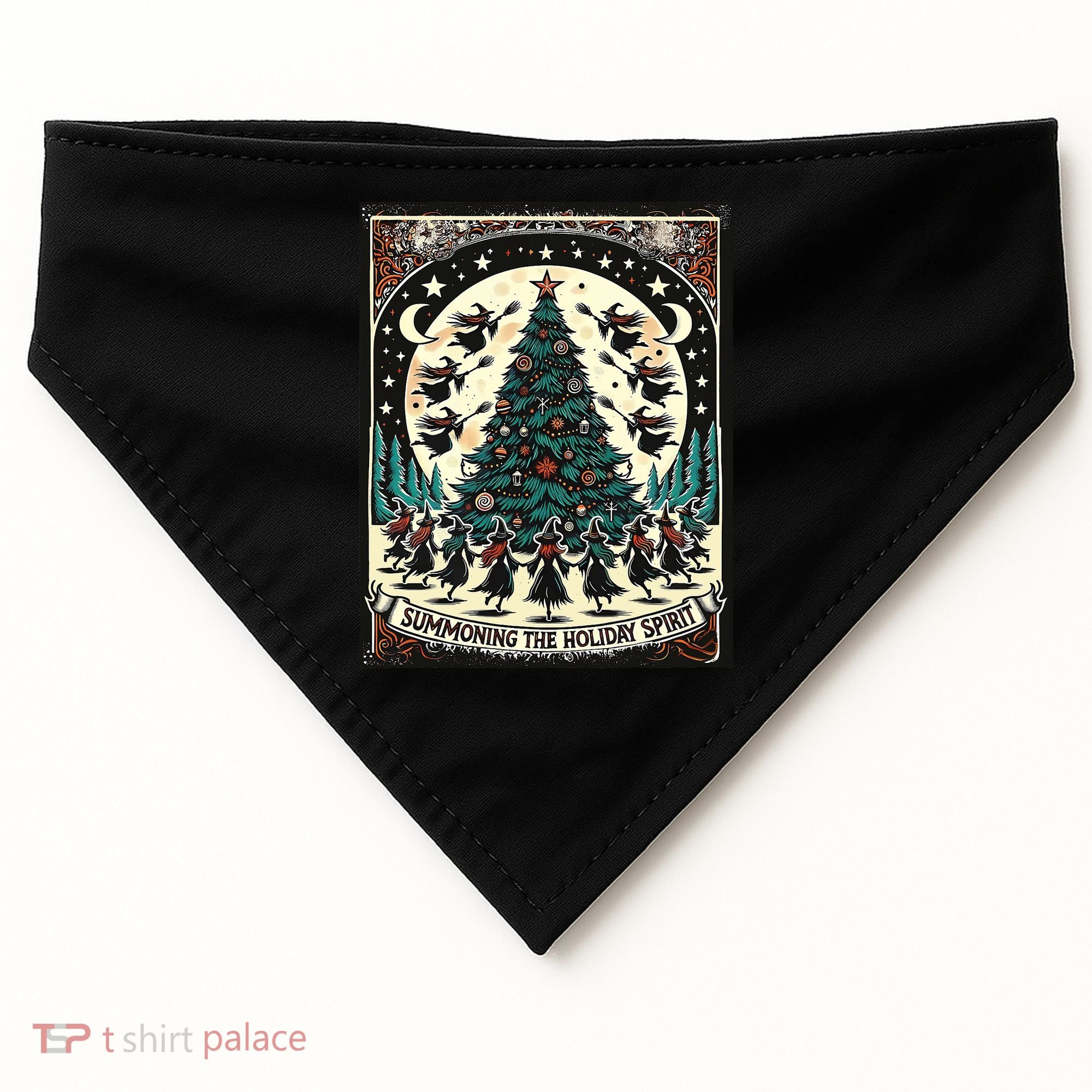 Funny Witches Summoning The Holiday Spirit Spooky Christmas USA-Made Doggie Bandana