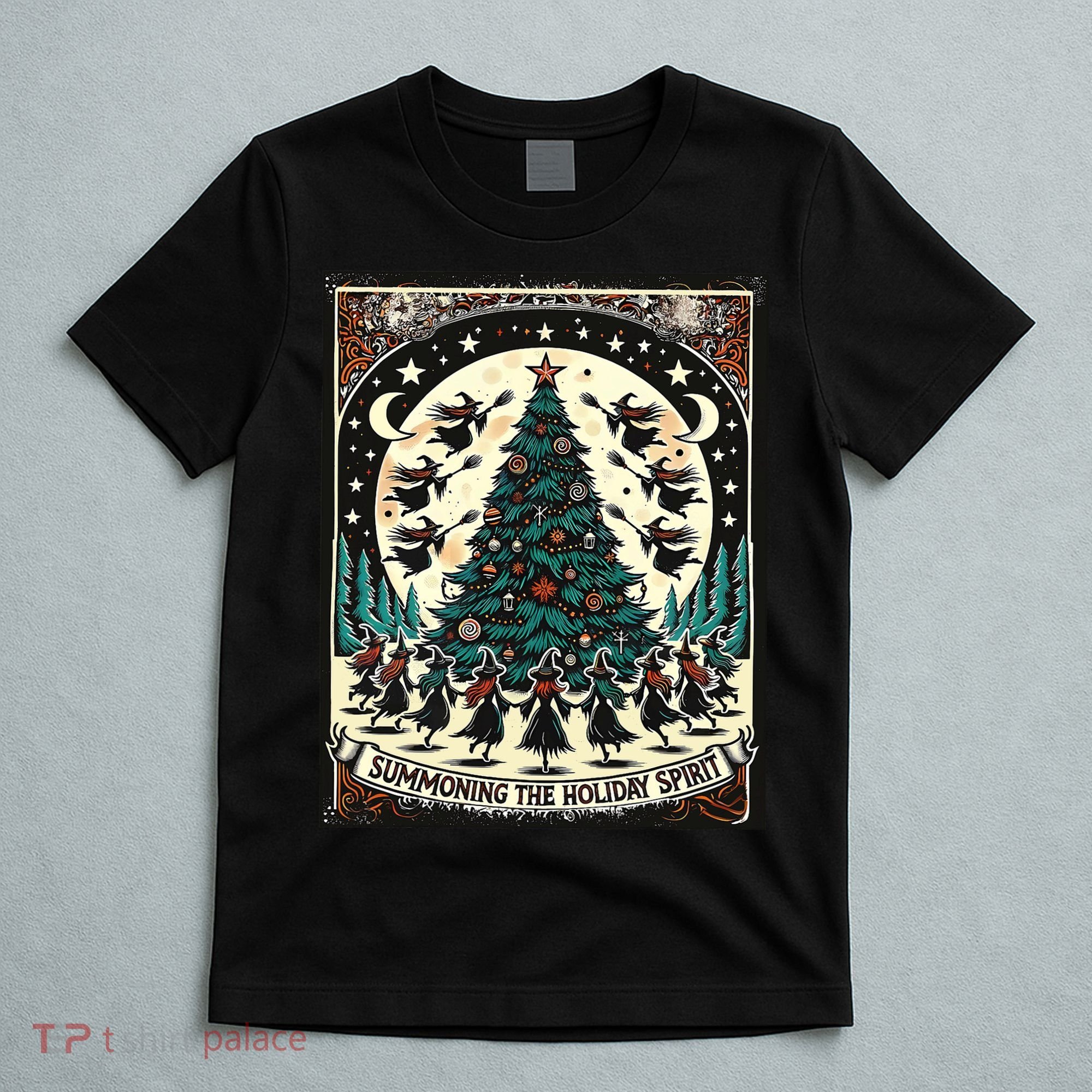 Funny Witches Summoning The Holiday Spirit Spooky Christmas T-Shirt