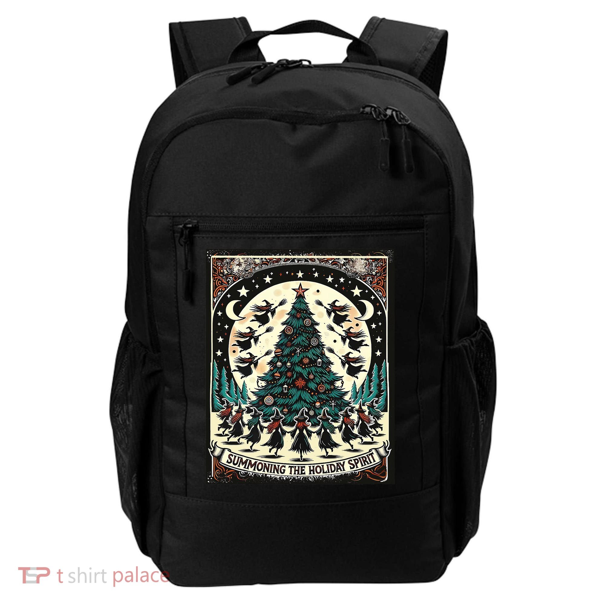 Funny Witches Summoning The Holiday Spirit Spooky Christmas Backpack