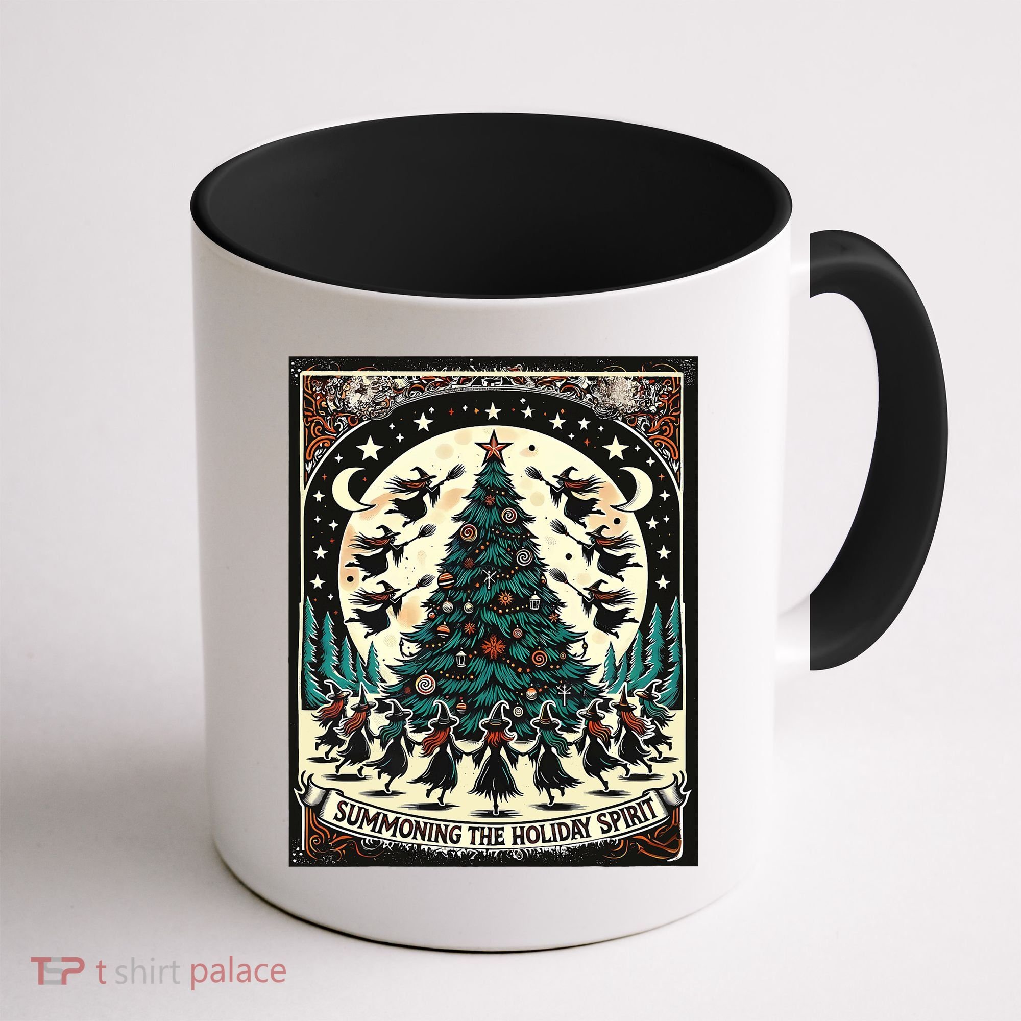 Funny Witches Summoning The Holiday Spirit Spooky Christmas Coffee Mug