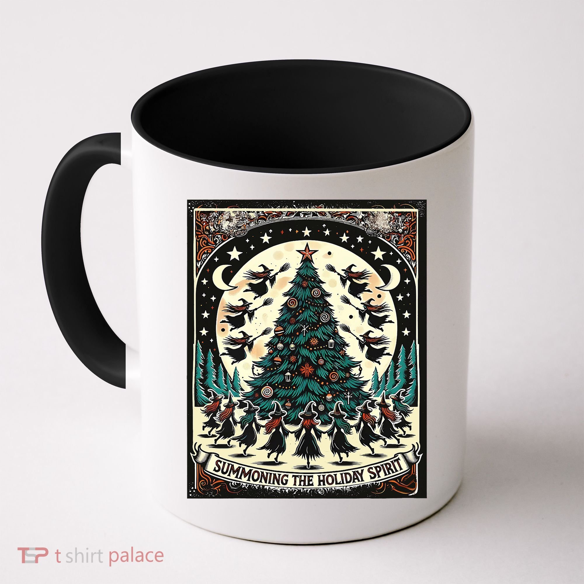 Funny Witches Summoning The Holiday Spirit Spooky Christmas Coffee Mug