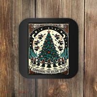 Funny Witches Summoning The Holiday Spirit Spooky Christmas Coaster thumb 0