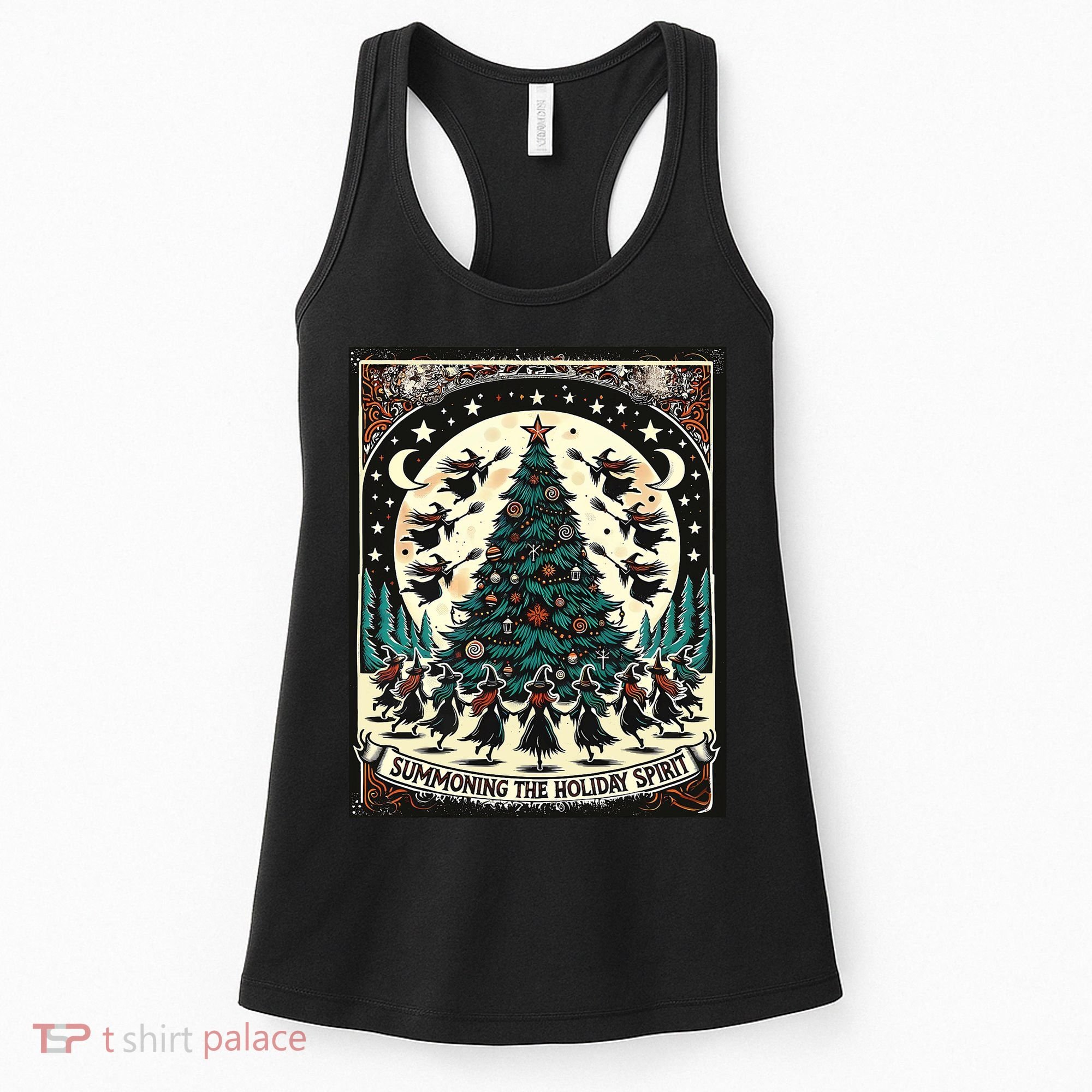 Funny Witches Summoning The Holiday Spirit Spooky Christmas Women's Tank Top