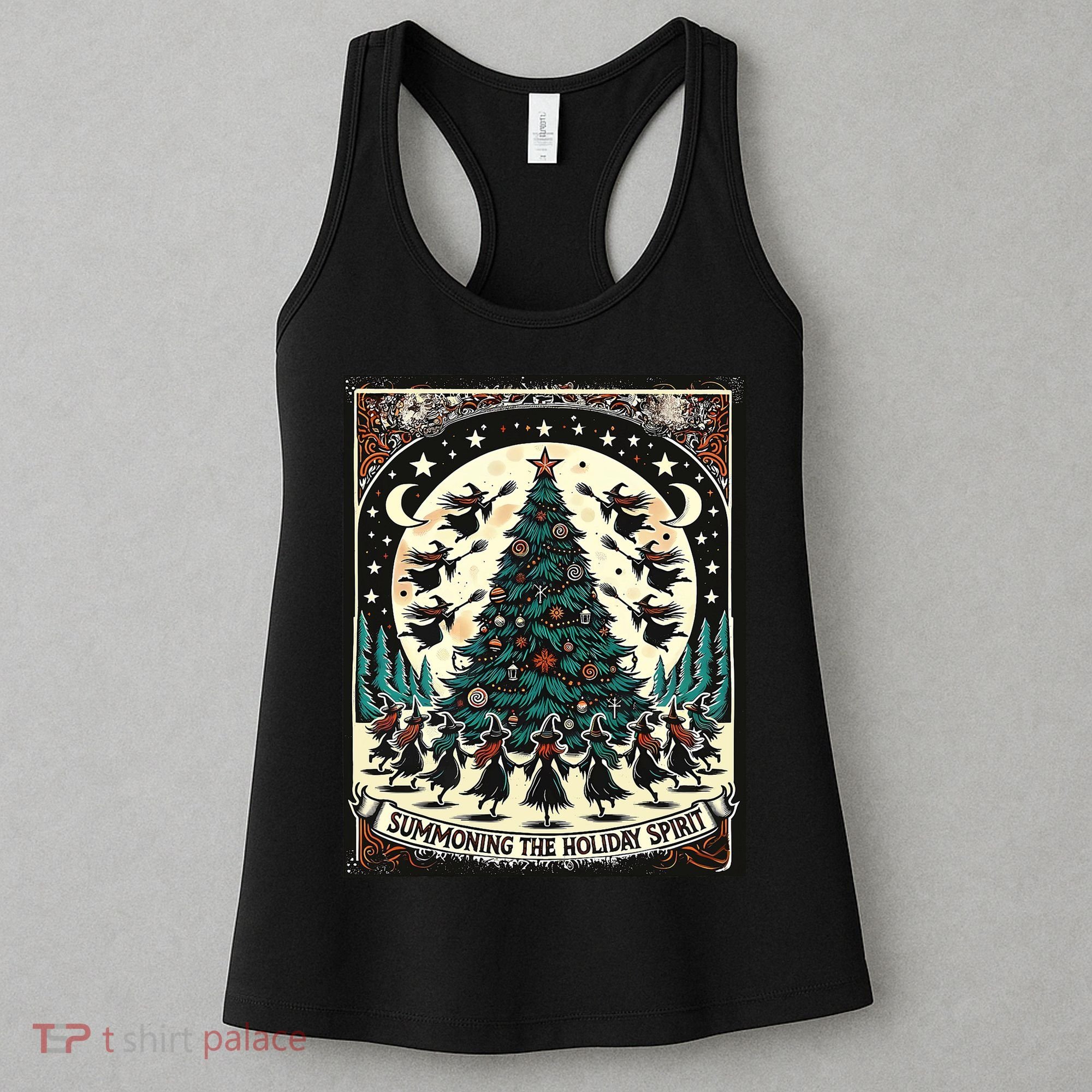 Funny Witches Summoning The Holiday Spirit Spooky Christmas Women's Tank Top