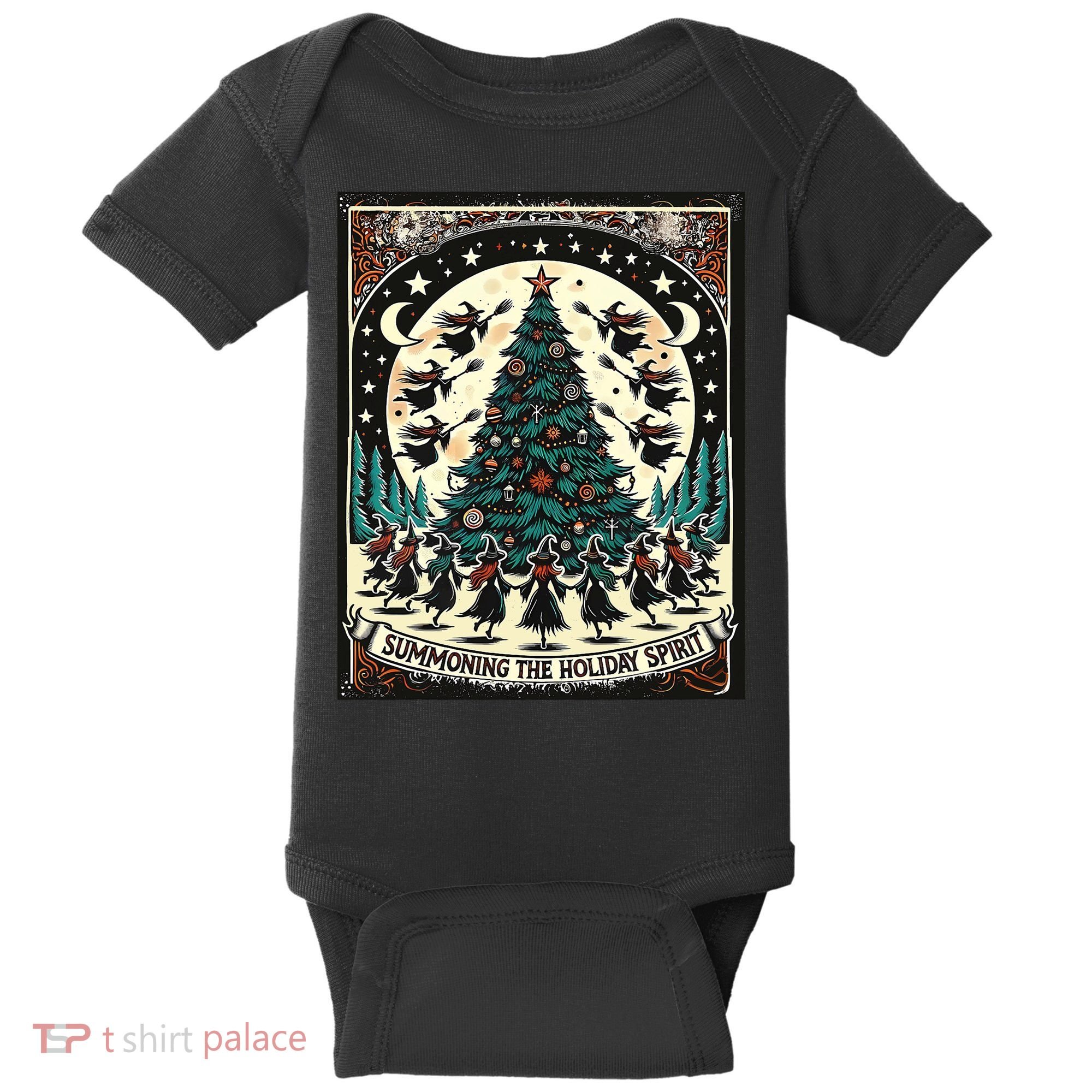 Funny Witches Summoning The Holiday Spirit Spooky Christmas Baby Bodysuit
