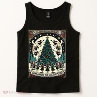 Funny Witches Summoning The Holiday Spirit Spooky Christmas Tank Top thumb 2