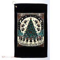 Funny Witches Summoning The Holiday Spirit Spooky Christmas Golf Towel thumb 0