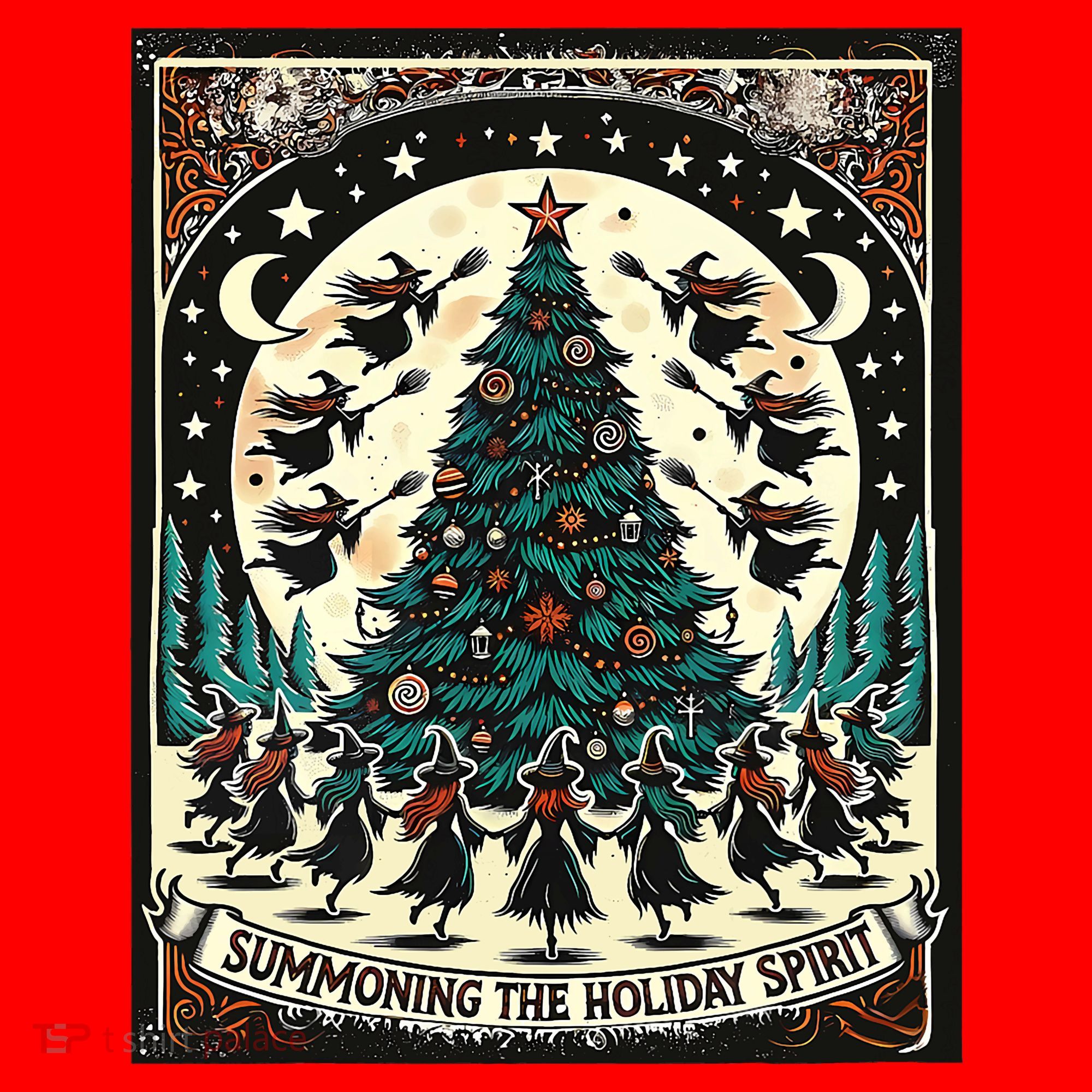 Funny Witches Summoning The Holiday Spirit Spooky Christmas Santa Hat