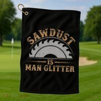 Funny Woodworking Sawdust Glitter for Carpenter Golf Towel thumb 1