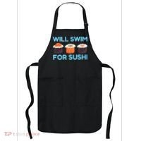 Funny Will Swim For Sushi Graphic Plus Size Shirt For Girl Boy Unisex Apron thumb 0