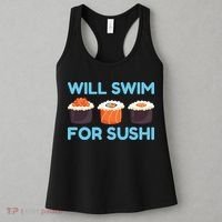 Funny Will Swim For Sushi Graphic Plus Size Shirt For Girl Boy Unisex Women's Tank Top thumb 3