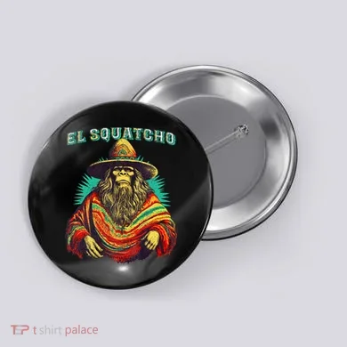 Funny Western Sasquatch Poncho Button