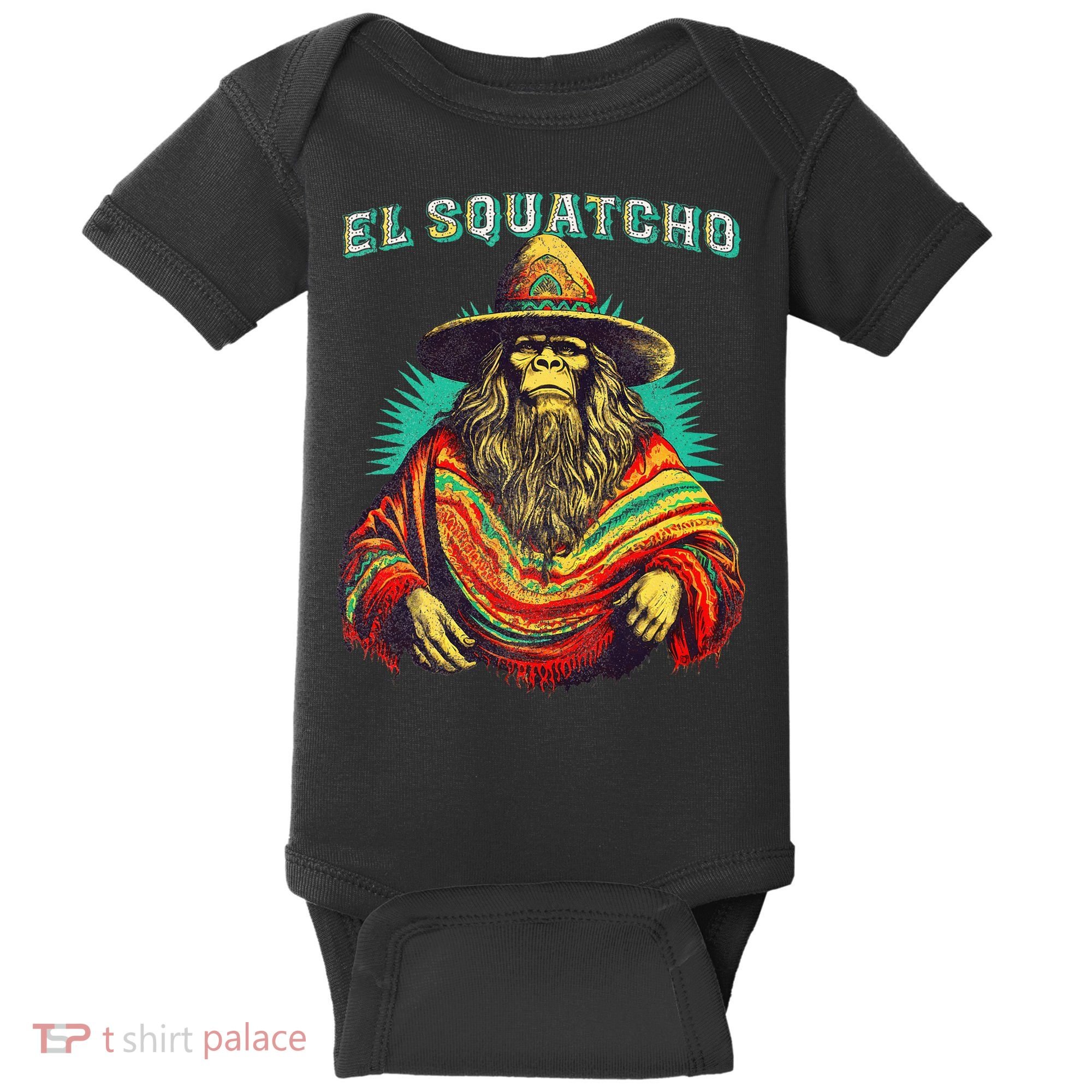 Funny Western Sasquatch Poncho Baby Bodysuit