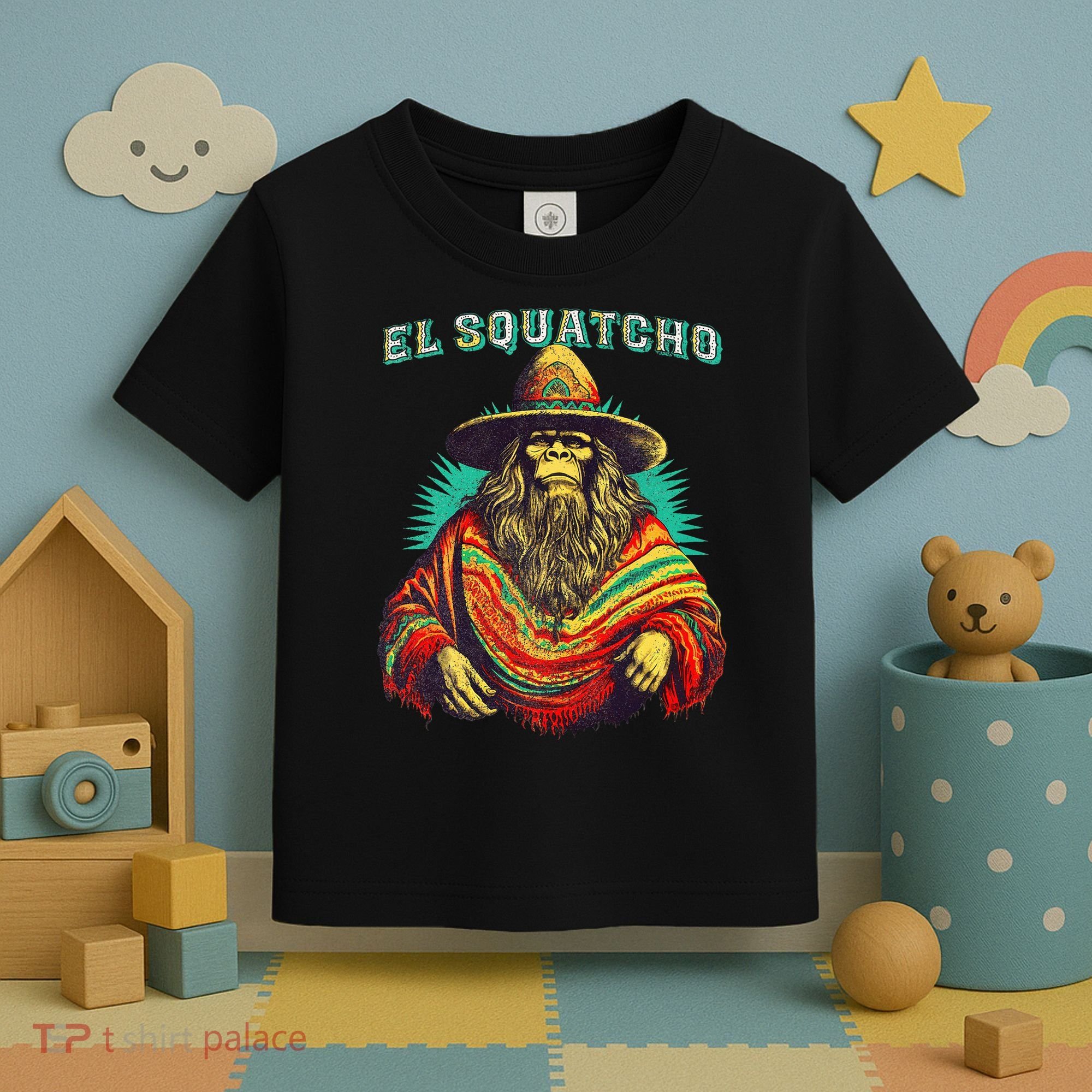Funny Western Sasquatch Poncho Toddler T-Shirt