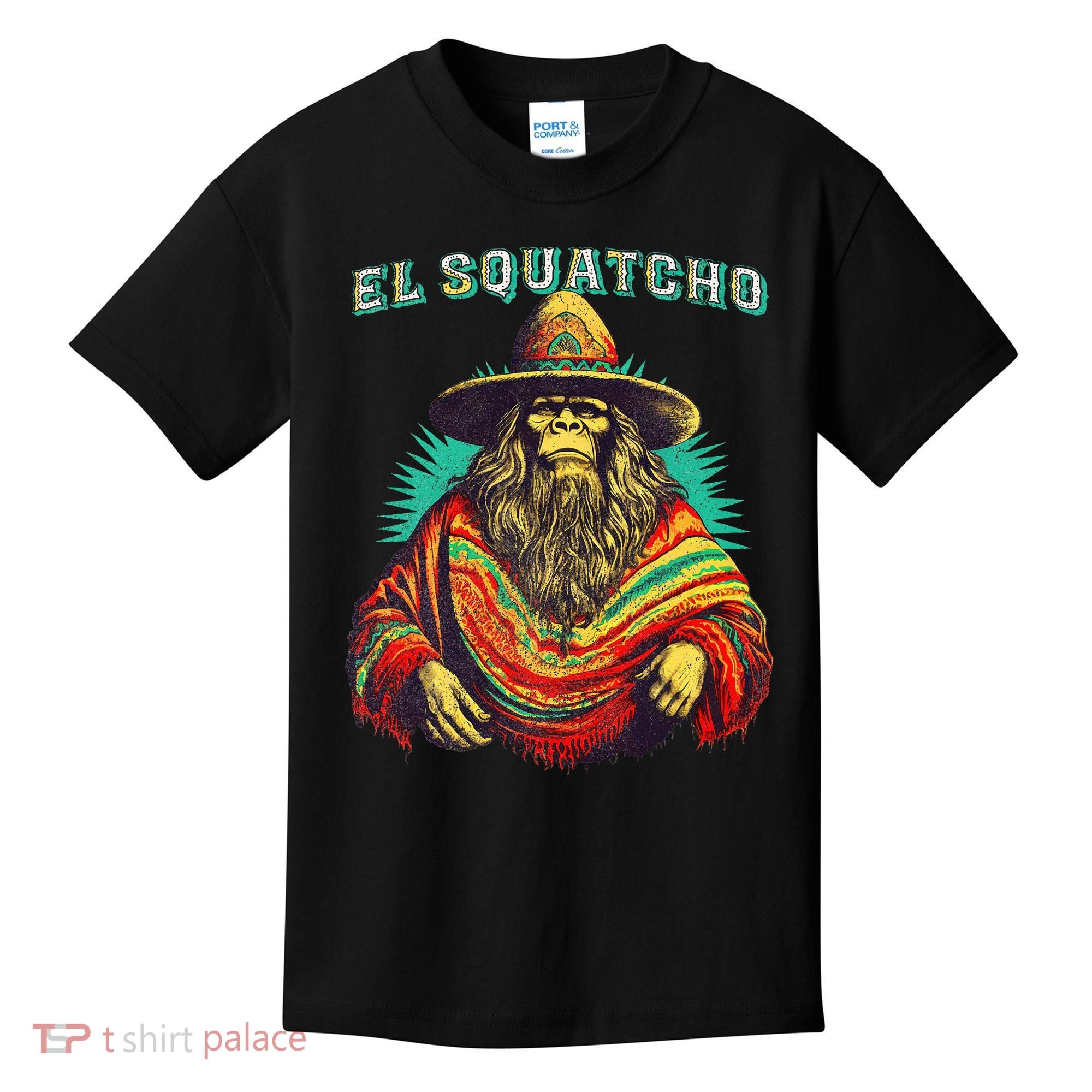 Funny Western Sasquatch Poncho Kids T-Shirt
