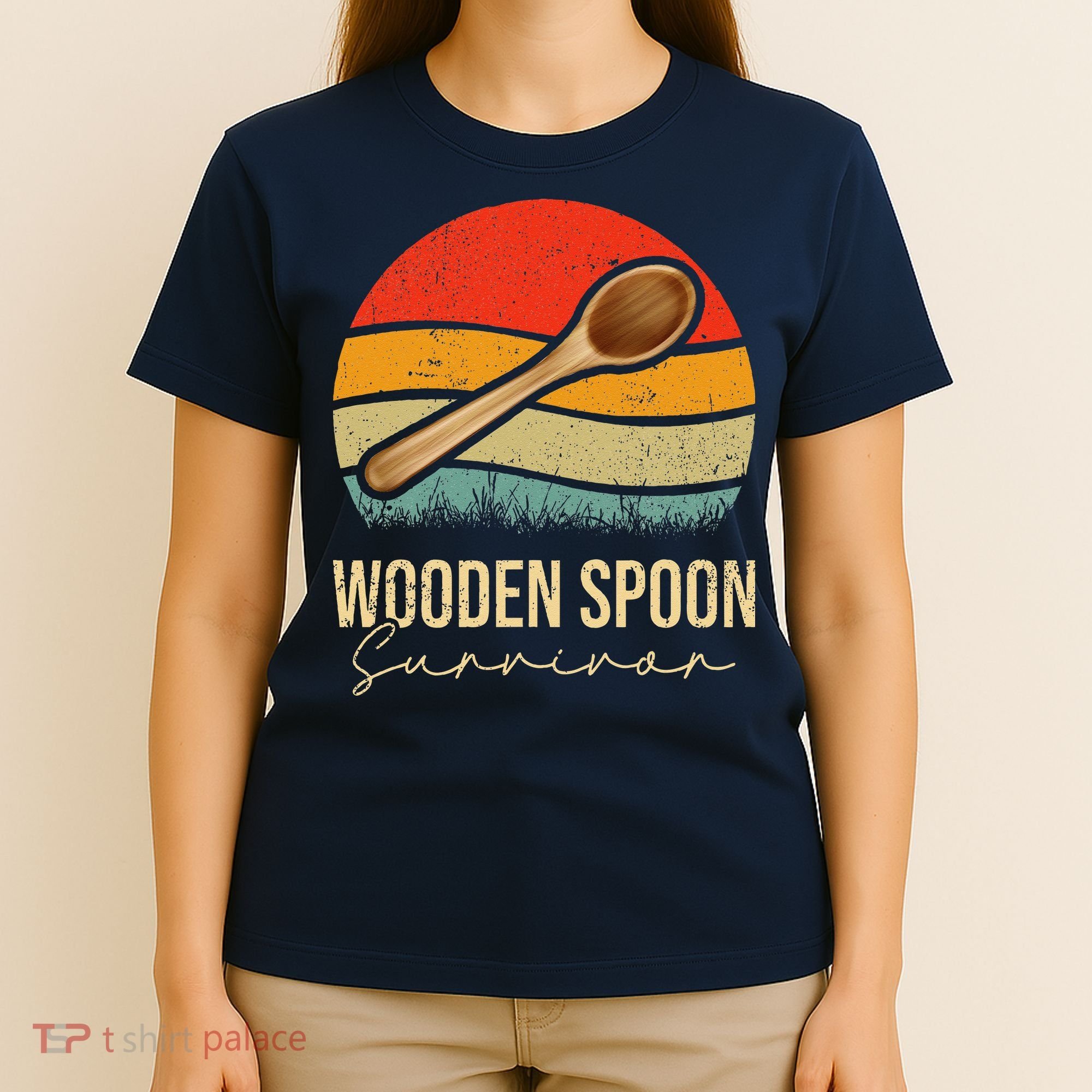 Funny Wooden Spoon Survivor Meme Vintage Retro T-Shirt