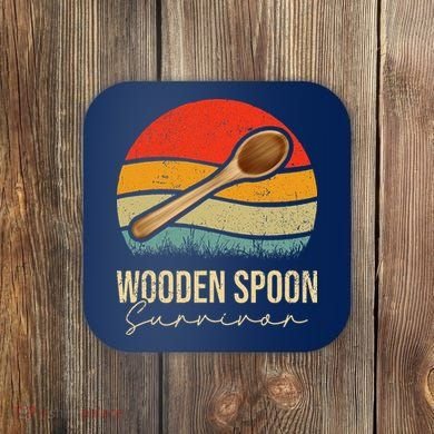 Funny Wooden Spoon Survivor Meme Vintage Retro Coaster