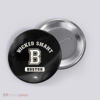 Funny Wicked Smaht Boston Massachusetts Button thumb 0