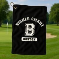 Funny Wicked Smaht Boston Massachusetts Golf Towel thumb 1