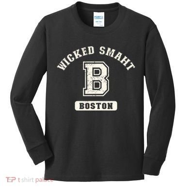 Funny Wicked Smaht Boston Massachusetts Kids Long Sleeve Shirt