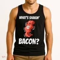 Funny What's Shakin' Bacon For Men Women Meat Eater BBQ Tank Top thumb 3