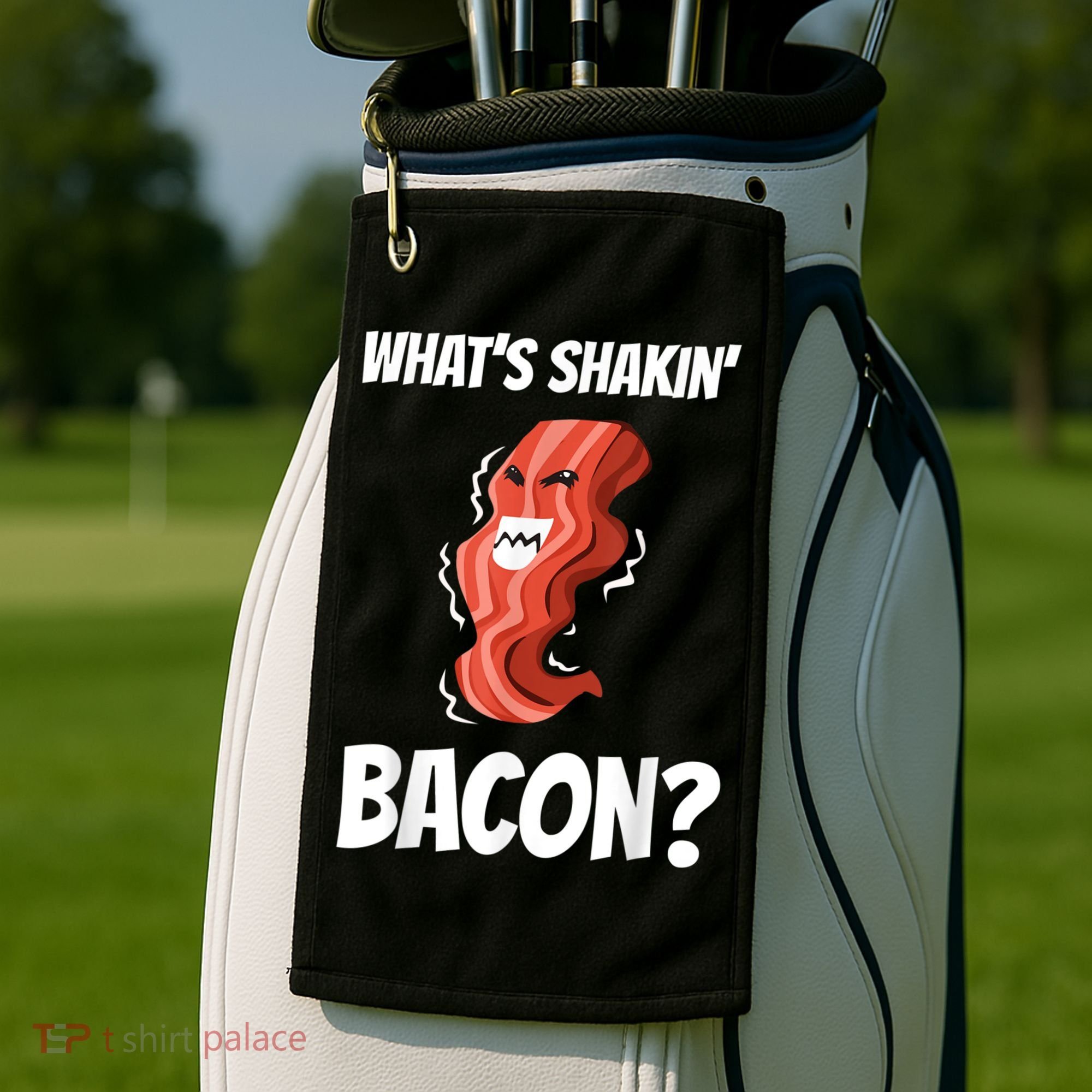 Funny What's Shakin' Bacon For Men Women Meat Eater BBQ Golf Towel