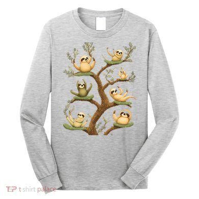 Funny Whimsical Sloth Lover Design Cute Gift Long Sleeve Shirt