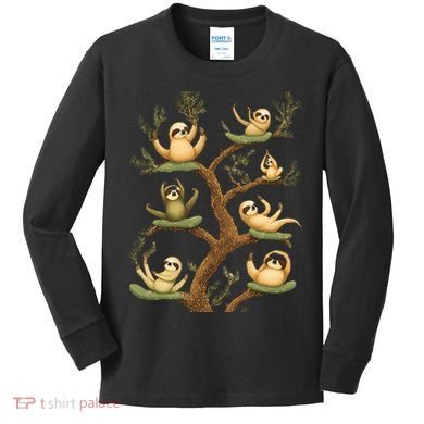 Funny Whimsical Sloth Lover Design Cute Gift Kids Long Sleeve Shirt
