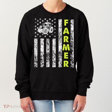 Flag With Tractor Patriotic Farmer Women's Sweatshirt