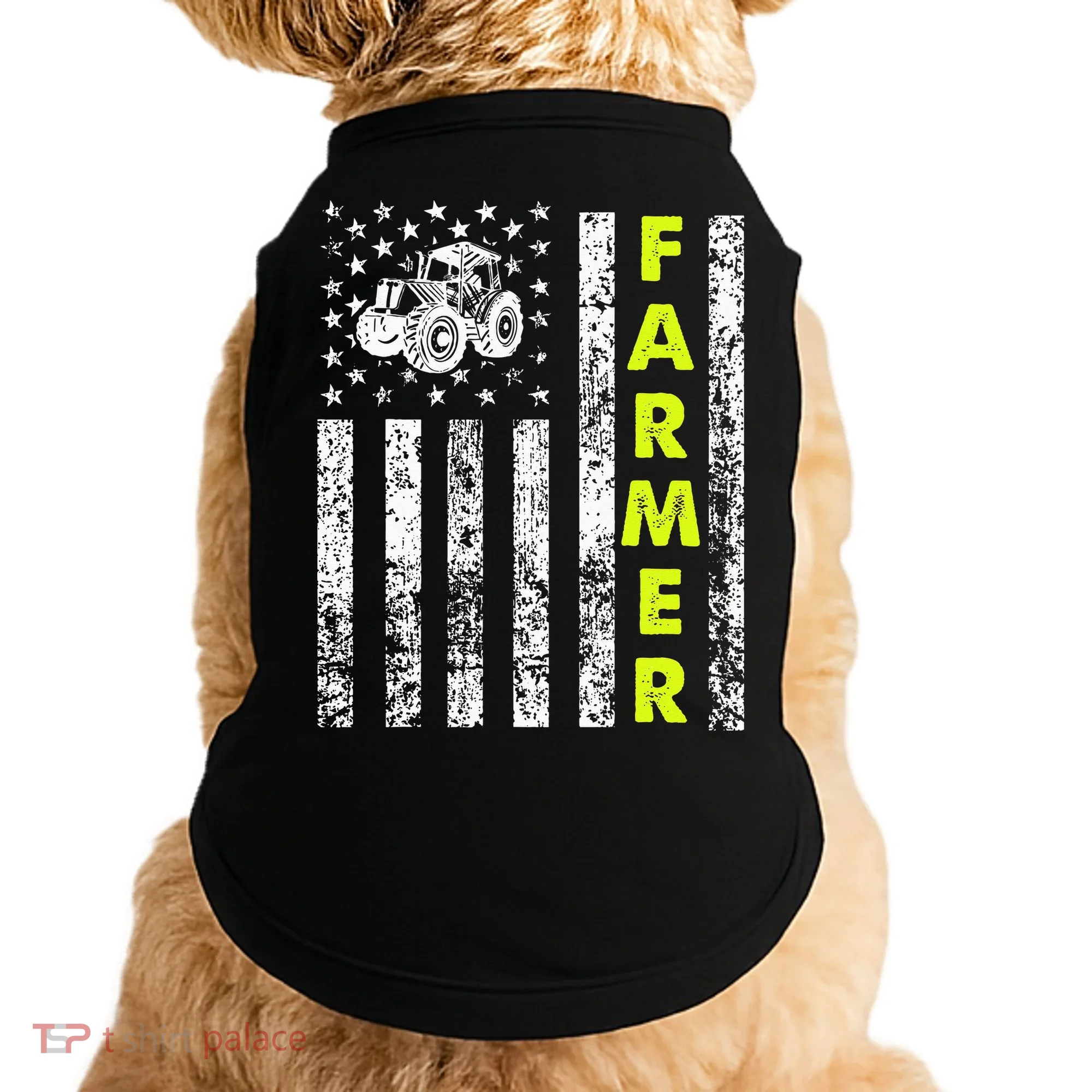 Flag With Tractor Patriotic Farmer Doggie Tank
