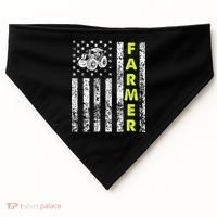 Flag With Tractor Patriotic Farmer USA-Made Doggie Bandana thumb 0